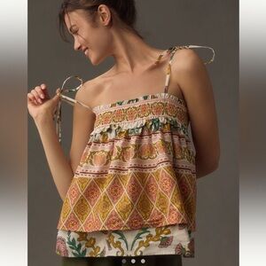 Anthropologie Sarah Hann Floral Smocked Women's Top